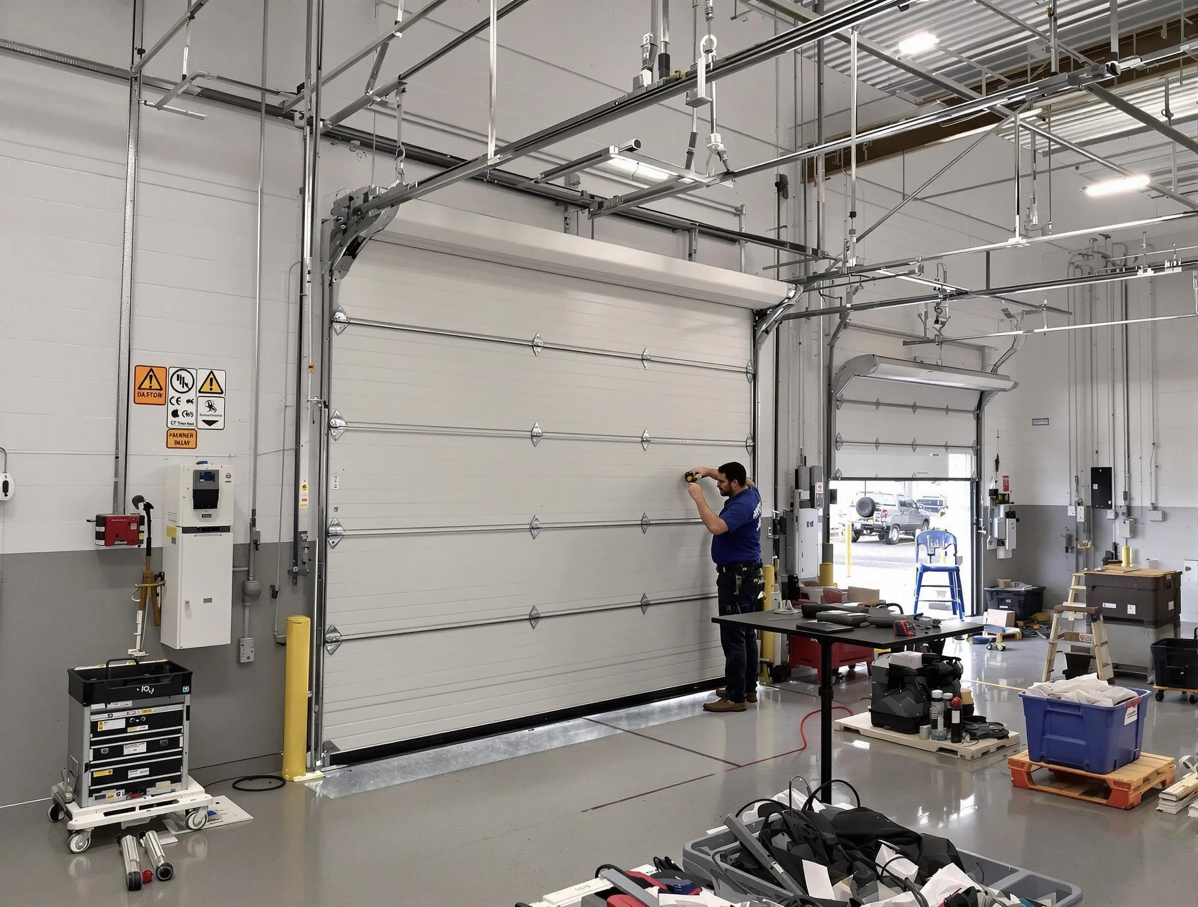 Commercial garage door repair being performed by Rahway Garage Door Repair expert in Rahway
