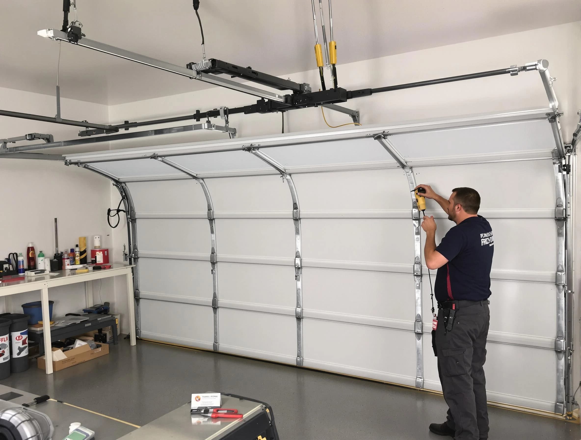 Rahway Garage Door Repair certified technician performing overhead door system repair in Rahway