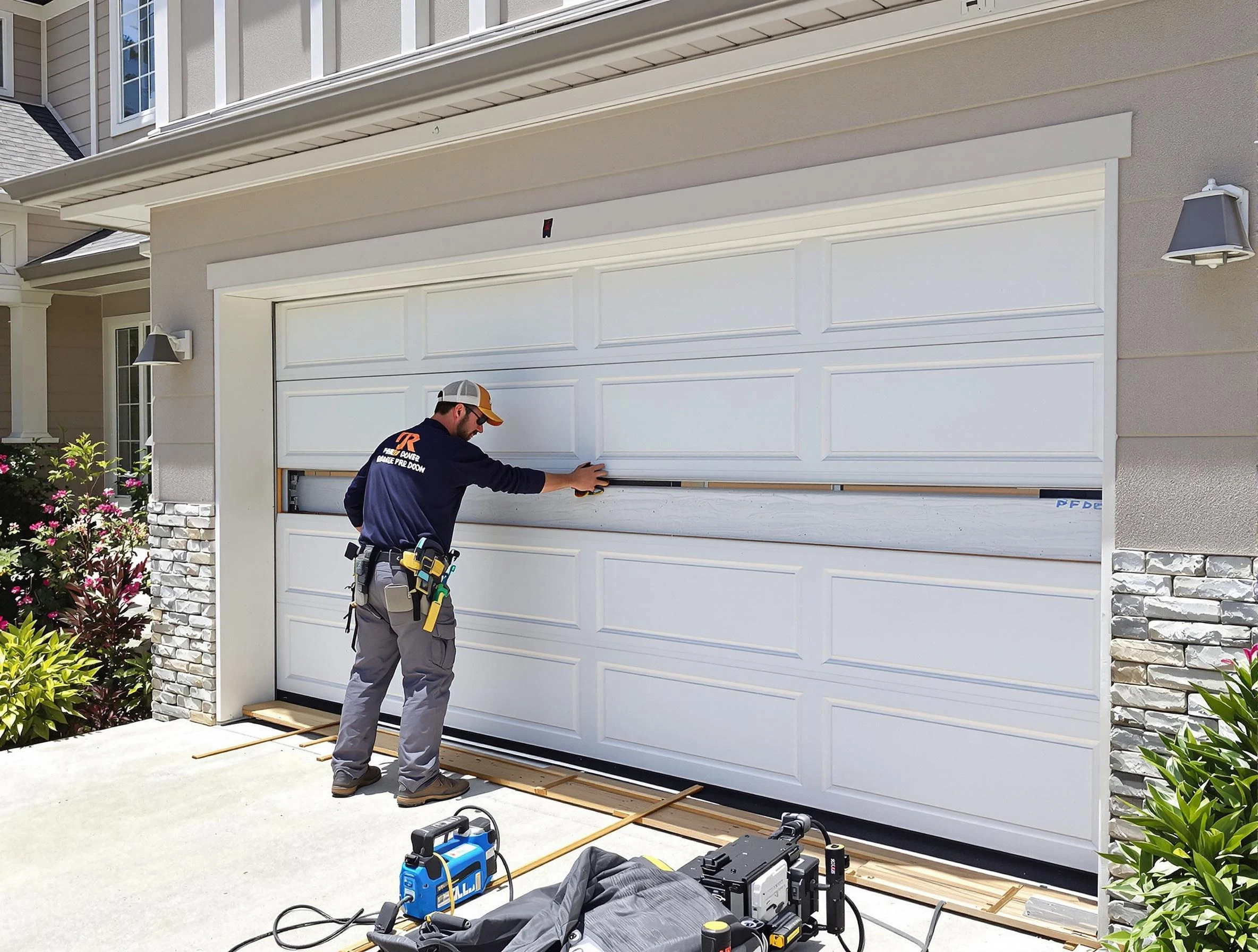 Rahway Garage Door Repair team performing complete garage door replacement at Rahway residence
