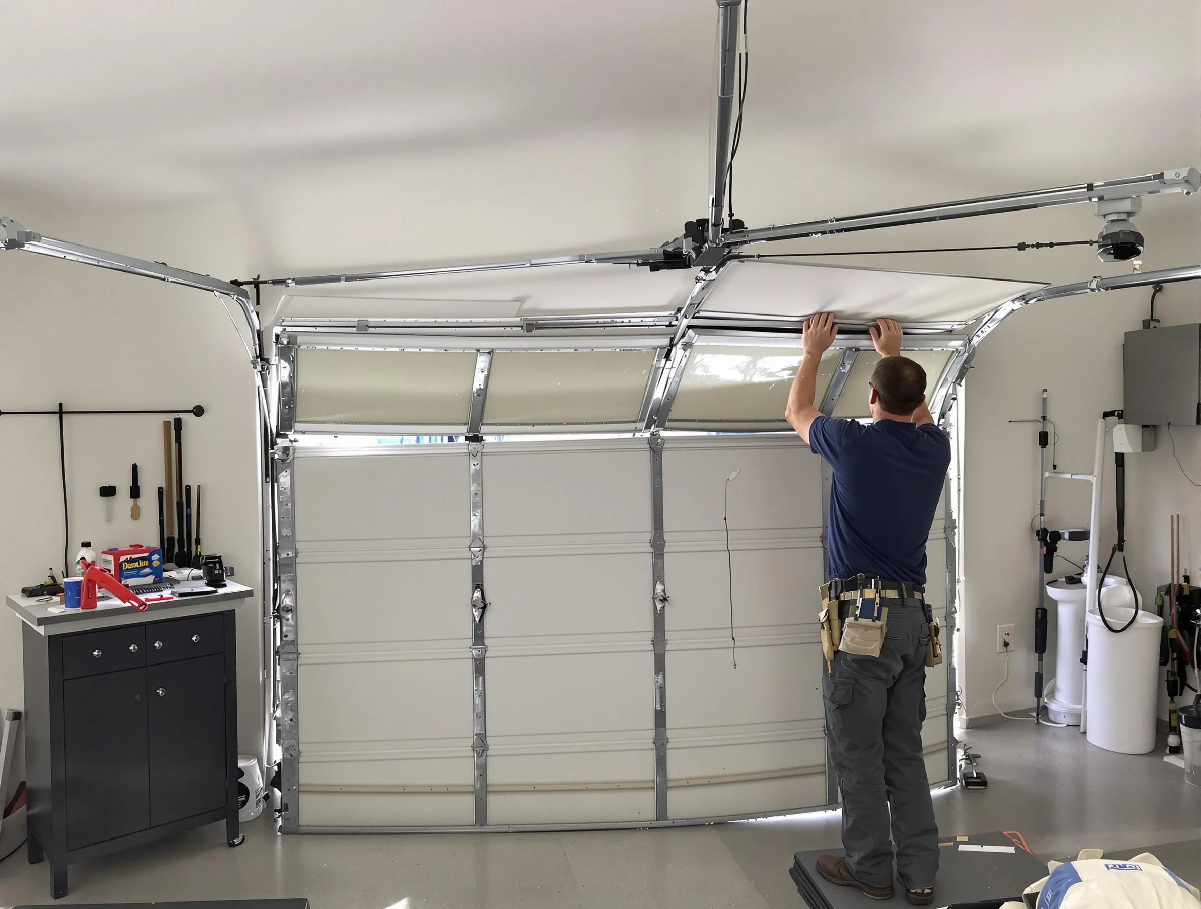 Rahway Garage Door Repair specialist performing precise section replacement on Rahway garage door